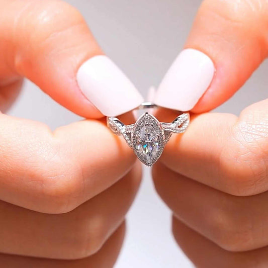 Sade Marquise Cut CZ Engagement Ring in 925 Sterling Silver
