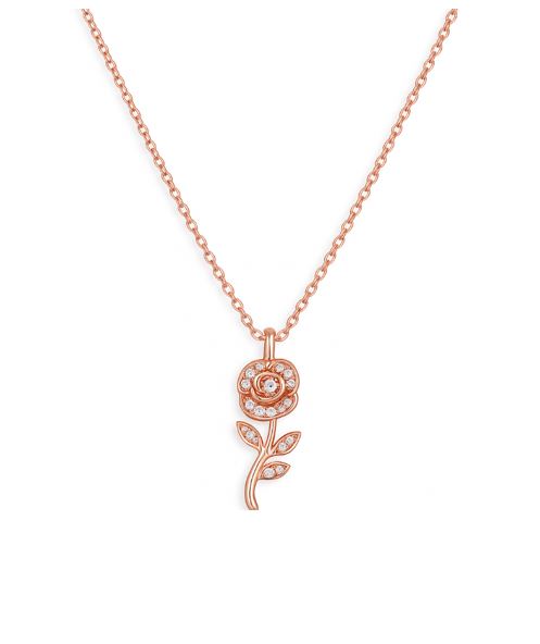 Rose Flower Diamond Pendant Necklace in 18K Gold