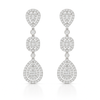 Pair of diamond teardrop earrings on a white background