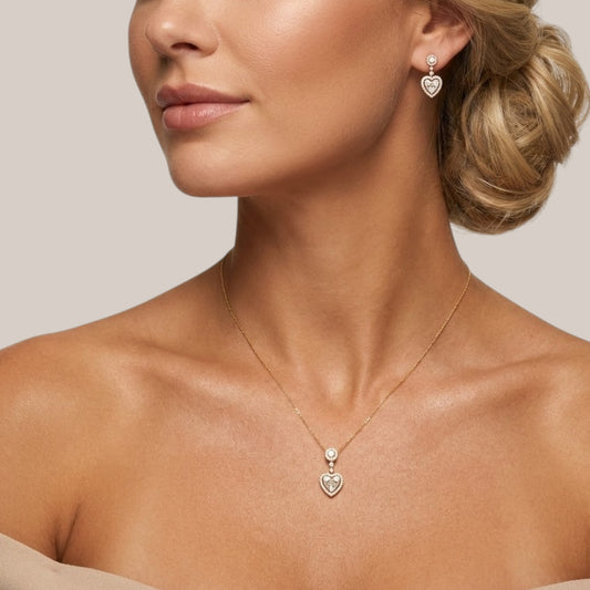 Drop Heart Natural Diamond Earrings in 18KT Gold