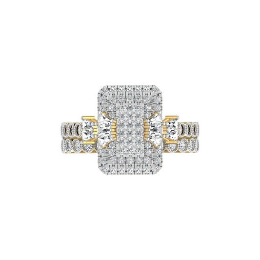 Lucy Radiant Cut Natural Diamond Cluster Bride Set in 18K Gold